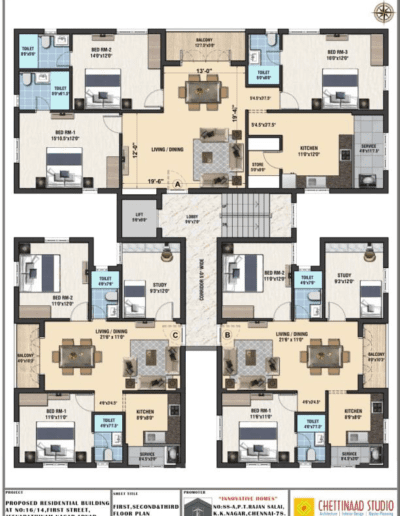 3 BHK 1841 Sqft & 2 BHK + study 1154 Sqft